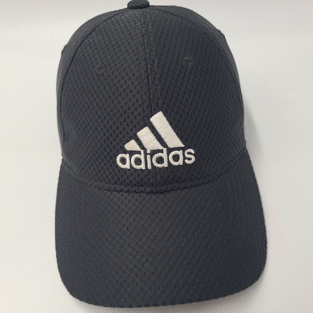 Adidas Hat Strapback Black White Jersey Mesh Golf Casual Performance Logo Men